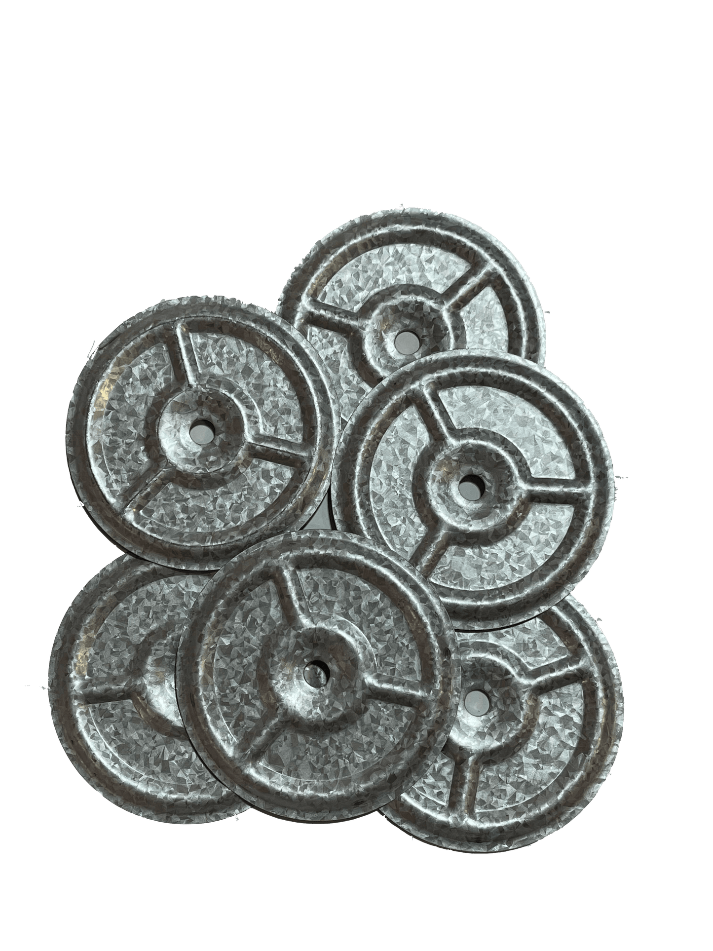 Essential 3" Metal Insulation Plates, FM Approved, with circular design, ideal for secure insulation applications.