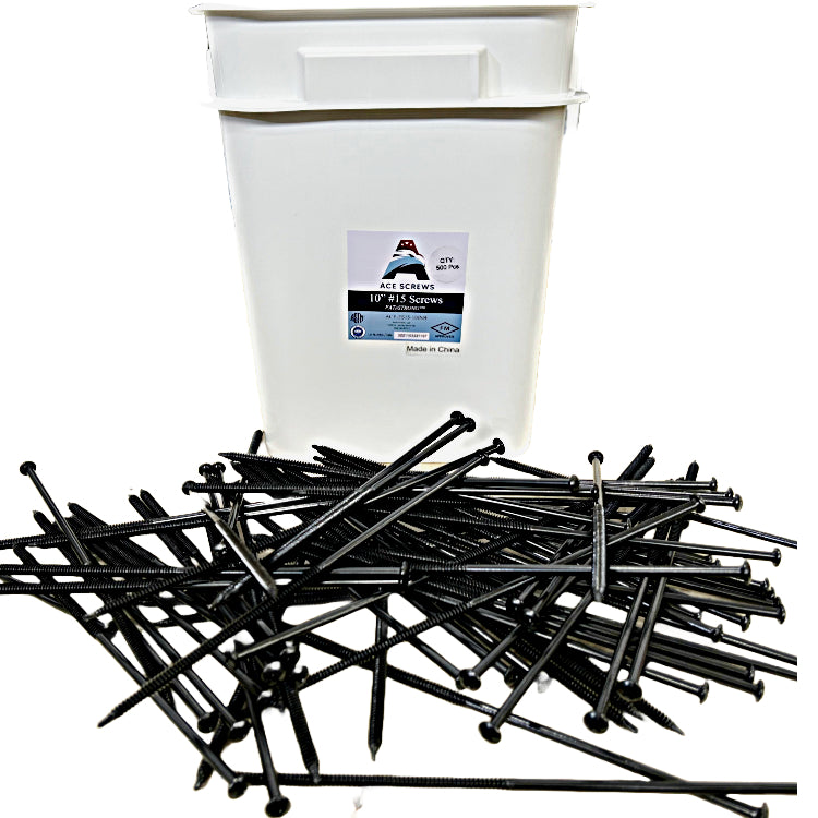 #15 FATnSTRONG Extra Heavy Duty Fasteners with storage container, ideal for roofing projects, featuring durable black screws.